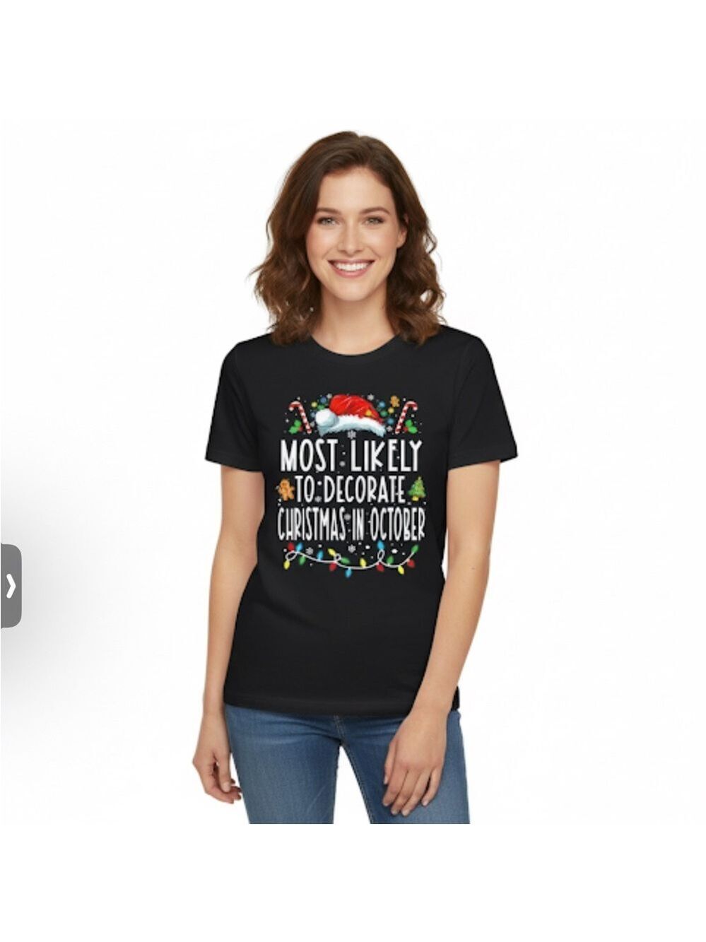 Most Likely to Decorate Christmas in October Family T-Shirt - Unisex sz XL